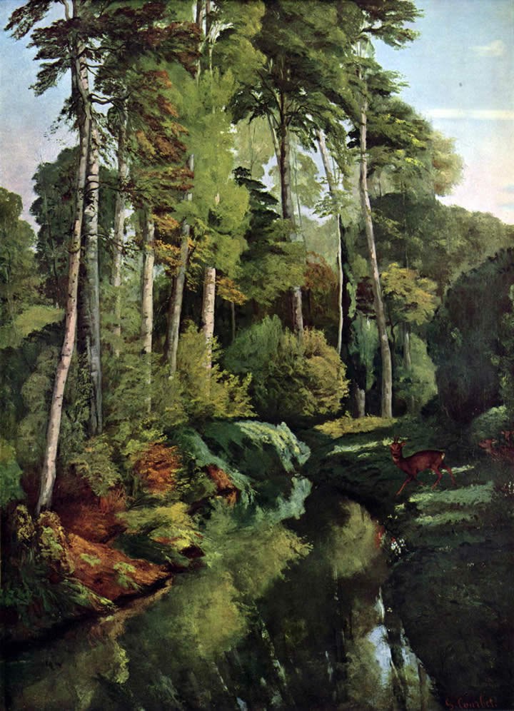 Gustave Courbet Waldbach with deer